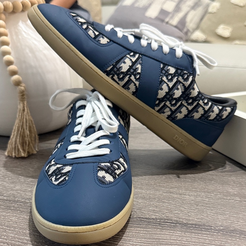Dior Navy and Cream Patterned Sneakers